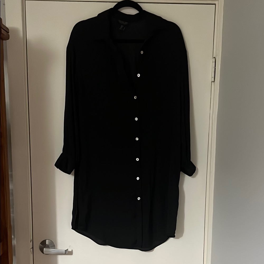 Black Button-Up Shirt Dress